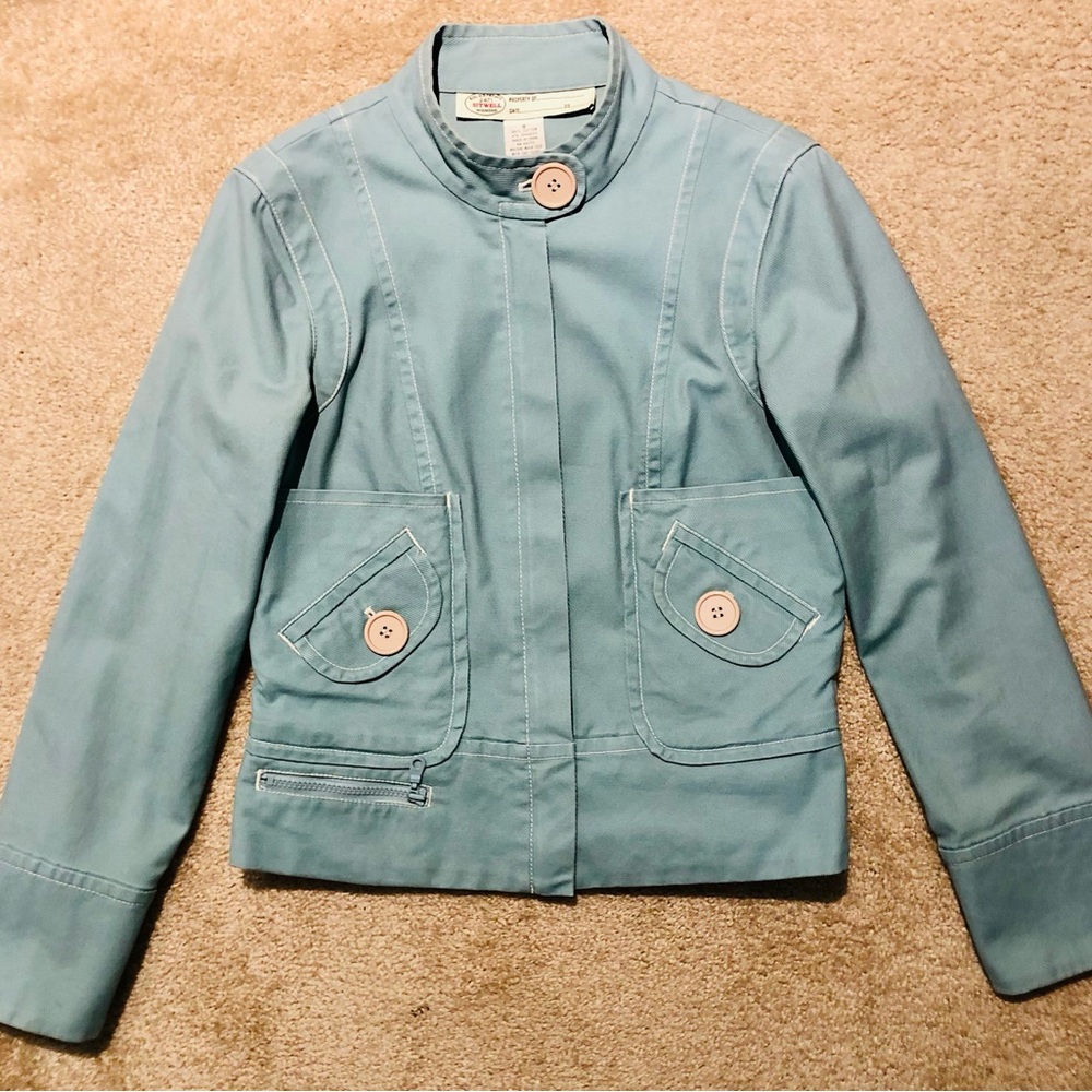 Vintage Y2K Anthropologie (Sitwell) Robin Blue Zip-Up blazer with Pockets Sz M